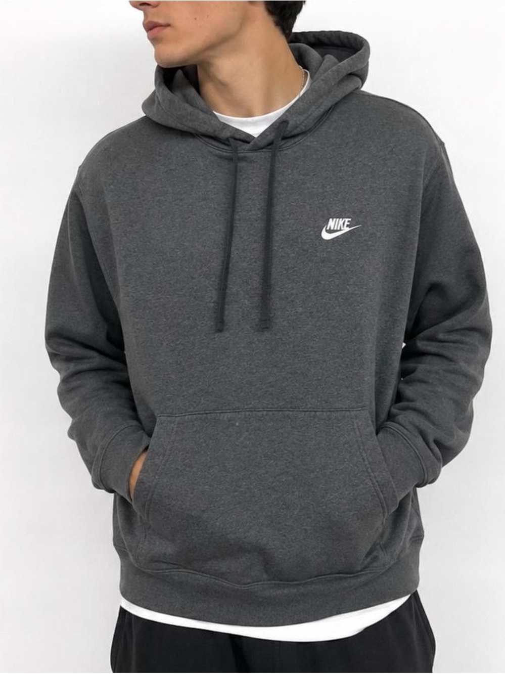 Nike Sportswear Club Fleece Hoodie Men’s M Charcoal Heather BV2654-071